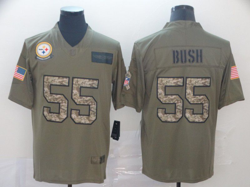 Men Pittsburgh Steelers #55 Bush Nike 2019 Olive Camo Salute to Service Limited NFL Jerseys->women nfl jersey->Women Jersey